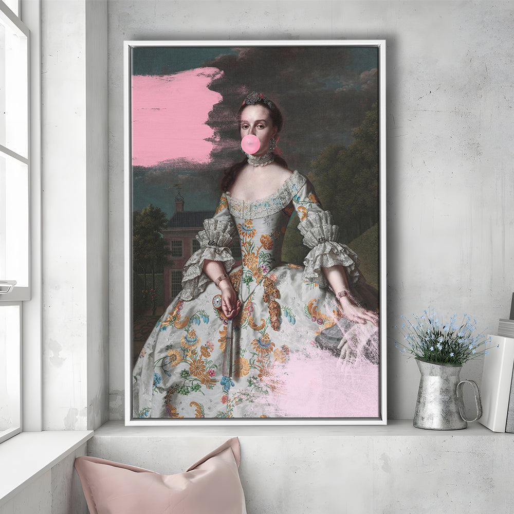 Pink Altered Art Wall, Floating Framed Canvas Art Print,, Framed Canvas Prints Wall Art