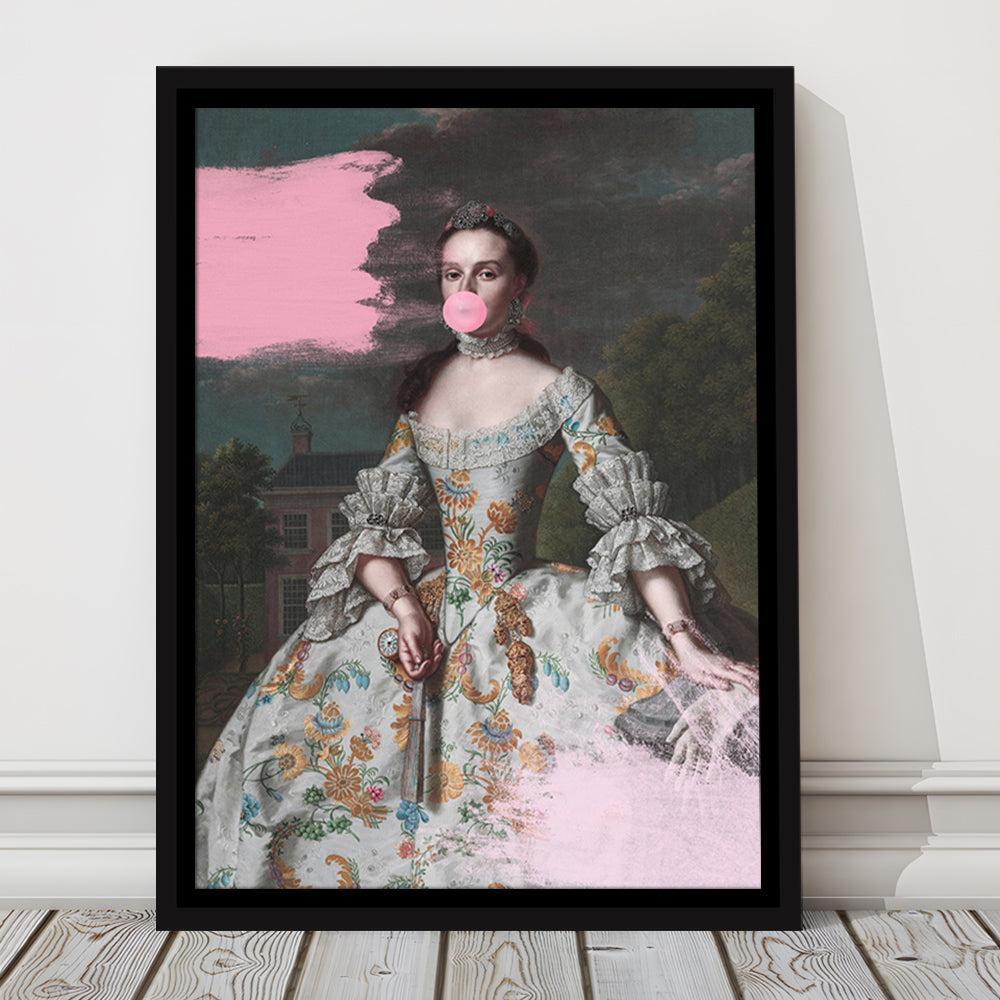 Pink Altered Art Wall, Floating Framed Canvas Art Print,, Framed Canvas Prints Wall Art