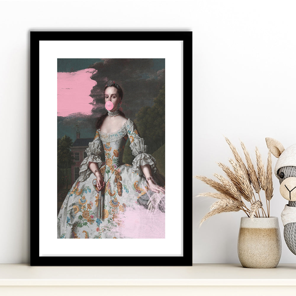 Pink Altered Art Wall, Framed Picture Print, Framed Art Prints White Border Wall Decor