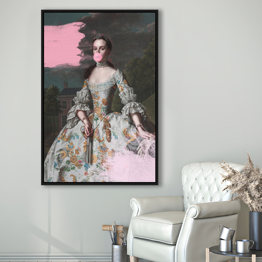 Pink Altered Art Wall, Floating Framed Canvas Art Print,, Framed Canvas Prints Wall Art