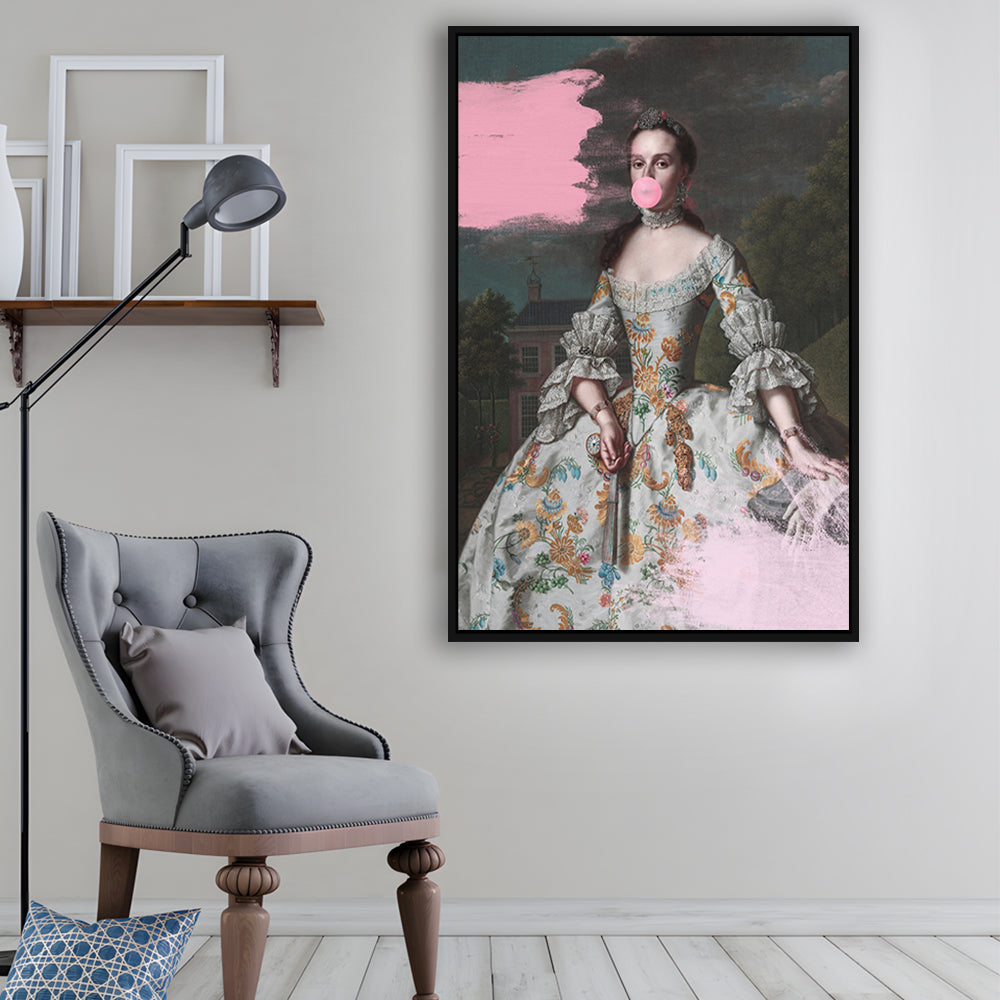 Pink Altered Art Wall, Floating Framed Canvas Art Print,, Framed Canvas Prints Wall Art