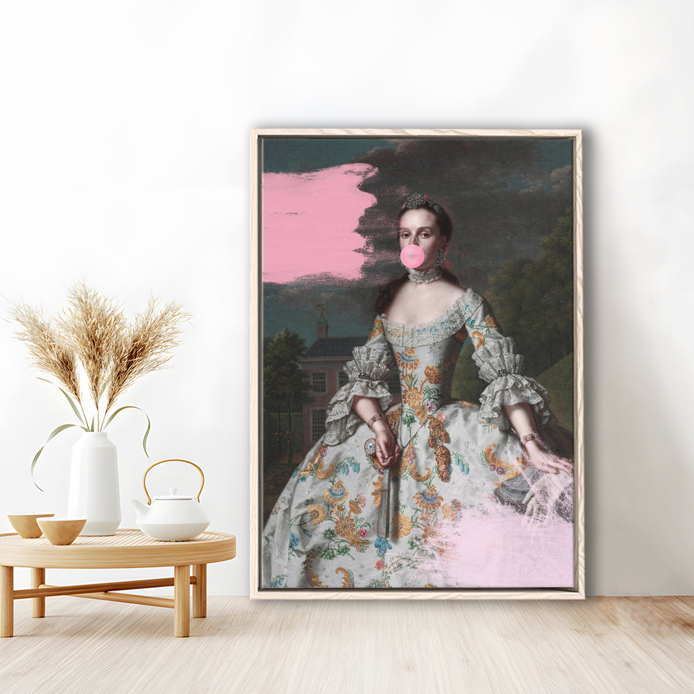 Pink Altered Art Wall, Floating Framed Canvas Art Print,, Framed Canvas Prints Wall Art