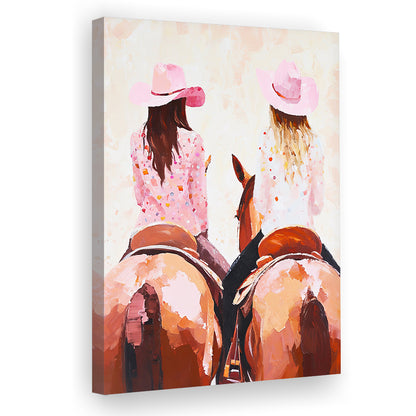 Pink Cowgirl Art Print Western Decor Cowgirl Aesthetic Dorm Room, Canvas Print Wall Art, Wall Decor, Painting Canvas