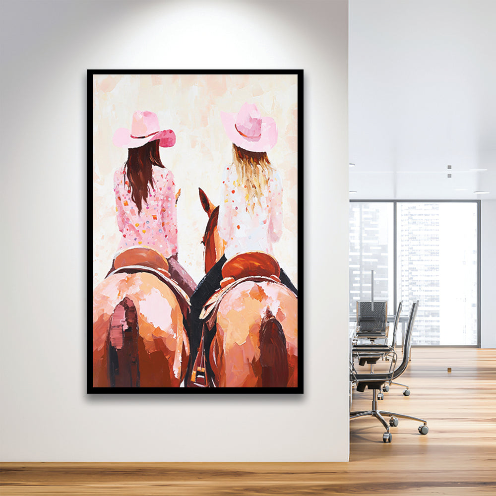Pink Cowgirl Art Print Western Decor Cowgirl Aesthetic Dorm Room, Framed Art Print Wall Decor, Picture Framed