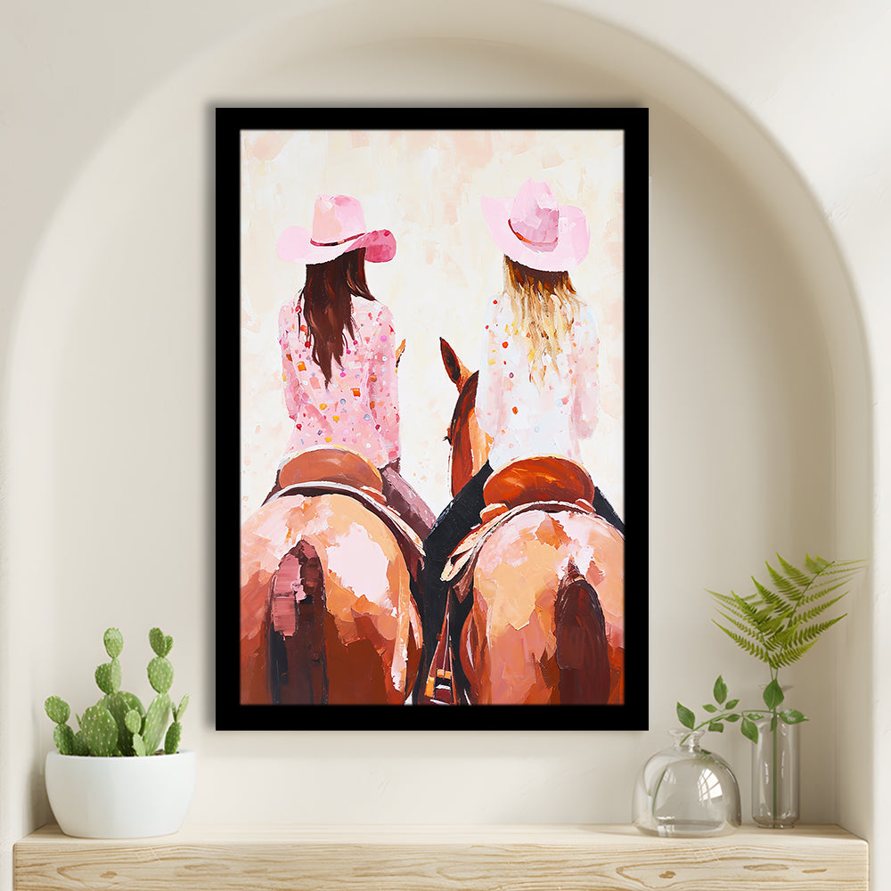 Pink Cowgirl Art Print Western Decor Cowgirl Aesthetic Dorm Room, Framed Art Print Wall Decor, Picture Framed