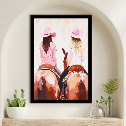 Pink Cowgirl Art Print Western Decor Cowgirl Aesthetic Dorm Room, Framed Art Print Wall Decor, Picture Framed