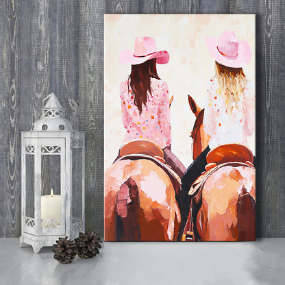 Pink Cowgirl Art Print Western Decor Cowgirl Aesthetic Dorm Room, Canvas Print Wall Art, Wall Decor, Painting Canvas