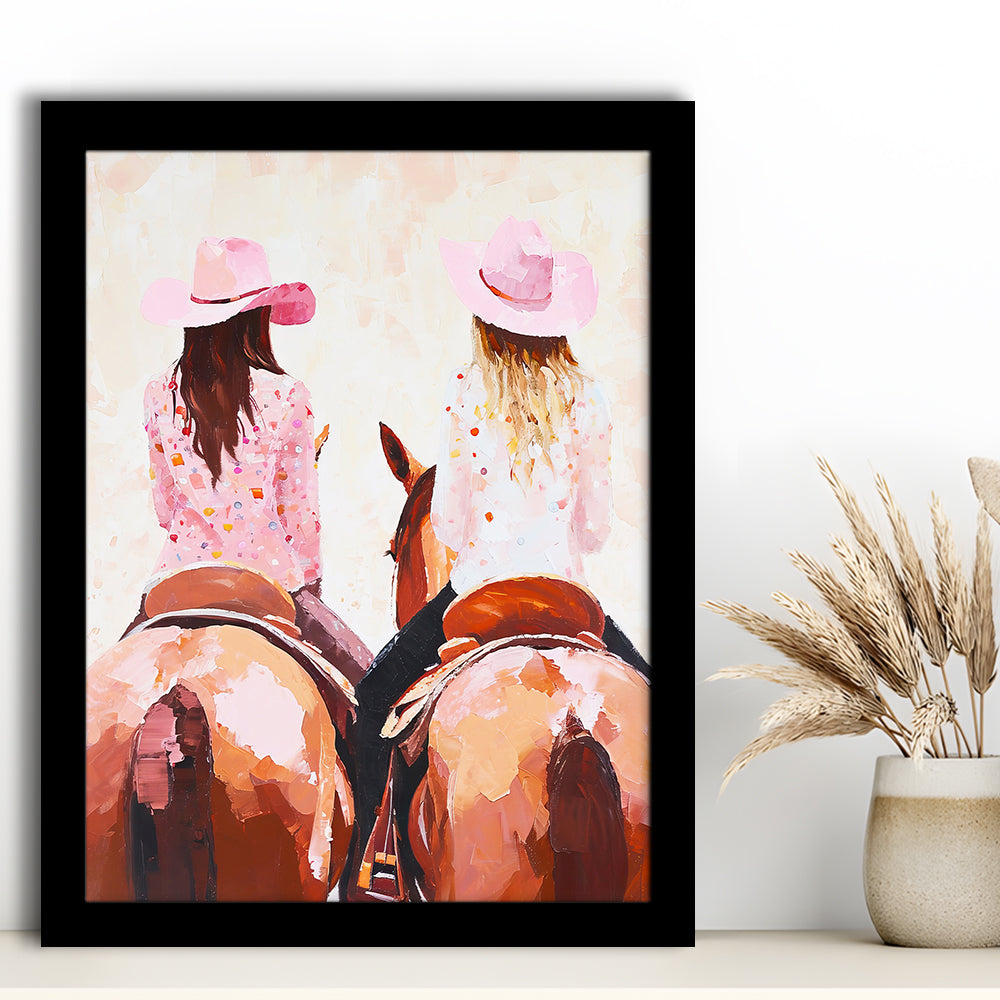 Pink Cowgirl Art Print Western Decor Cowgirl Aesthetic Dorm Room, Framed Art Print Wall Decor, Picture Framed
