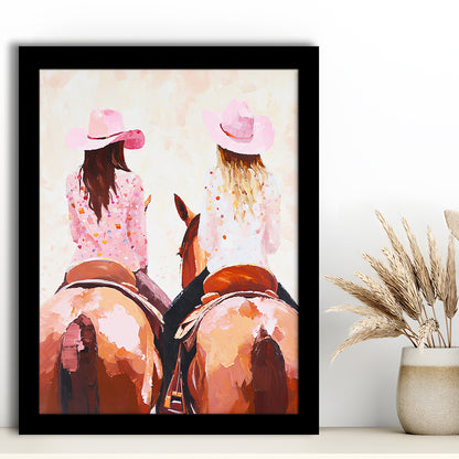 Pink Cowgirl Art Print Western Decor Cowgirl Aesthetic Dorm Room, Framed Art Print Wall Decor, Picture Framed