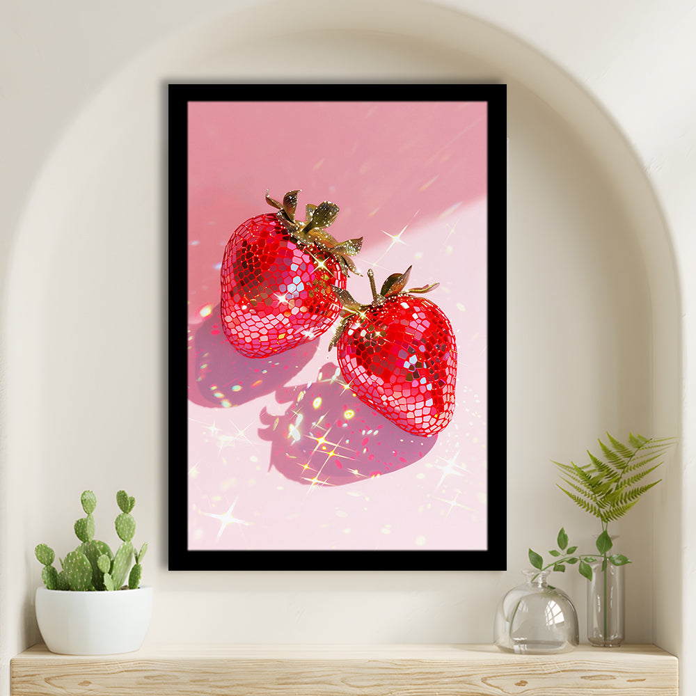 Pink Disco Strawberries Glam Disco Ball Red Strawberries,Kitchen