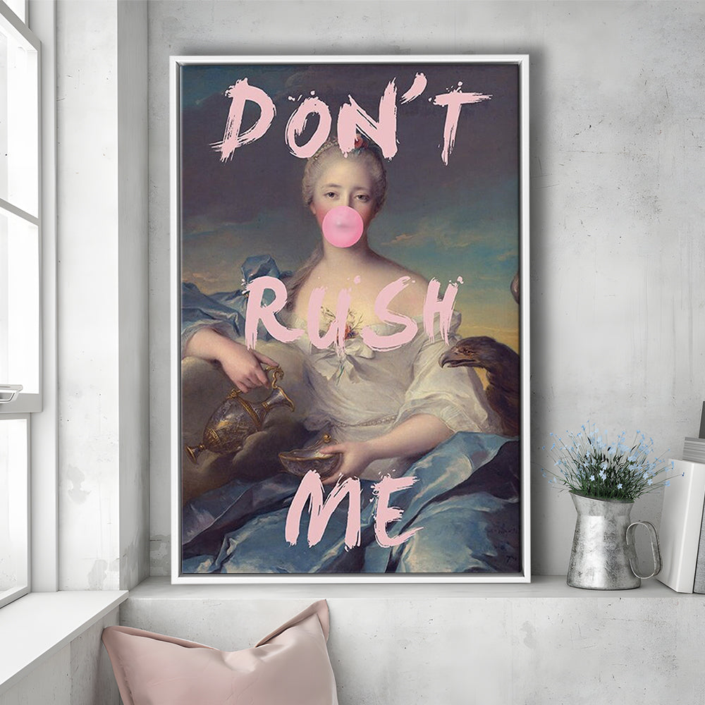Pink Don'T Rush Me Bubble Gum Wall Art, Floating Framed Canvas Art Print,, Framed Canvas Prints Wall Art
