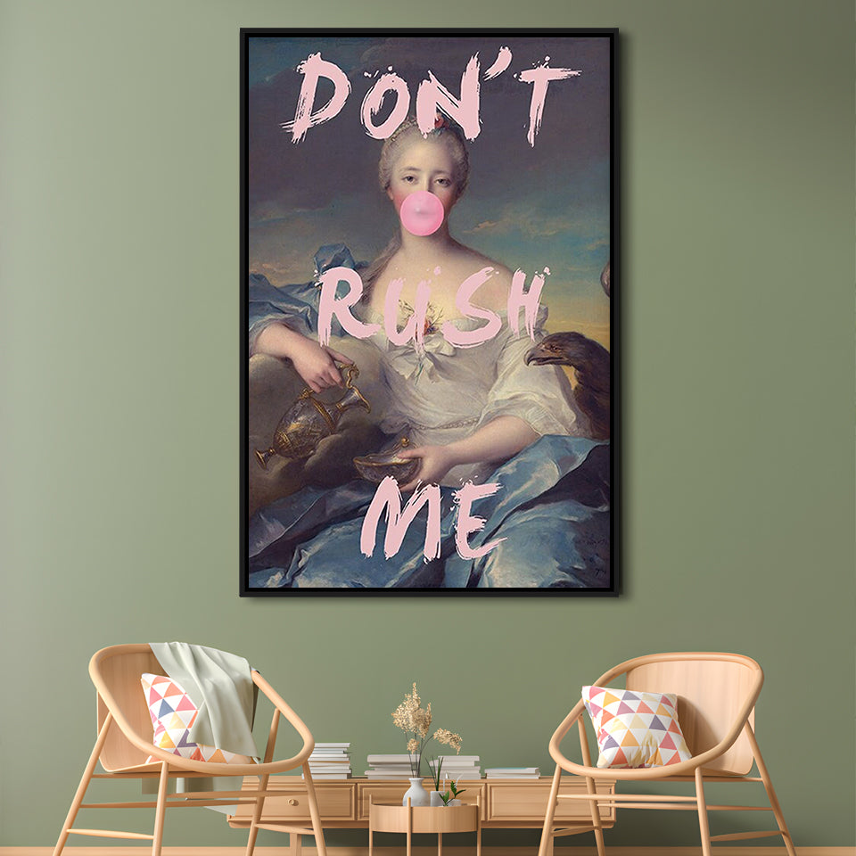 Pink Don'T Rush Me Bubble Gum Wall Art, Floating Framed Canvas Art Print,, Framed Canvas Prints Wall Art
