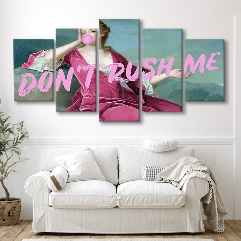 Pink Girly Chic Art Print, Don'T Rush Me Art Print, Altered Art, Bedroom Print Art, Mixed Panels Canvas Print Wall Art