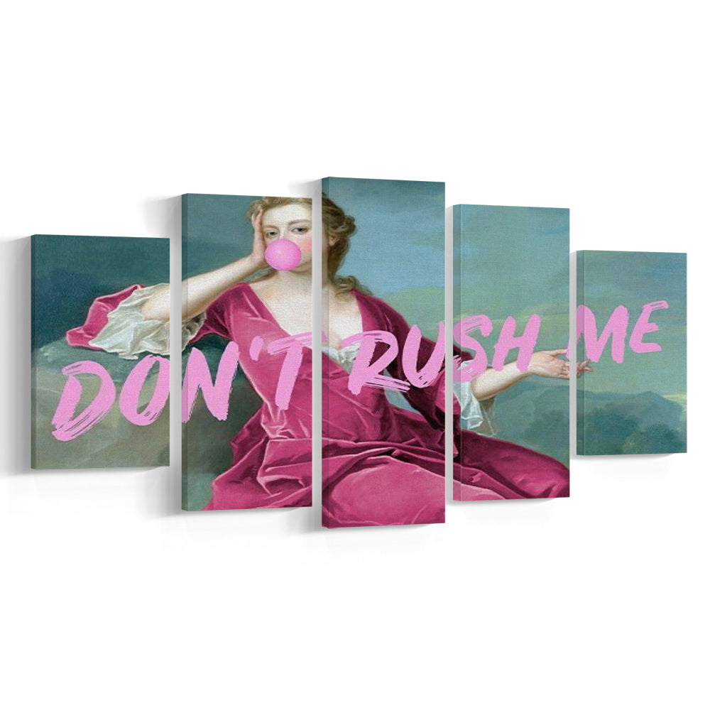 Pink Girly Chic Art Print, Don'T Rush Me Art Print, Altered Art, Bedroom Print Art, Mixed Panels Canvas Print Wall Art