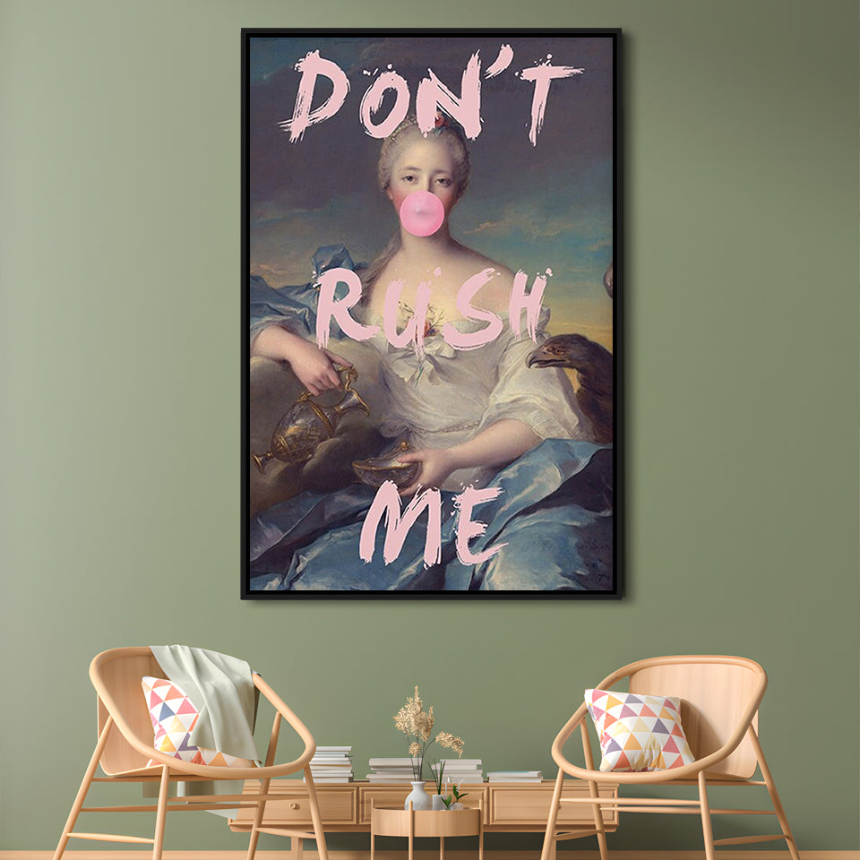 Pink Girly Print Don'T Rush Me Bubble Gum Wall Art, Framed Canvas Prints Wall Art