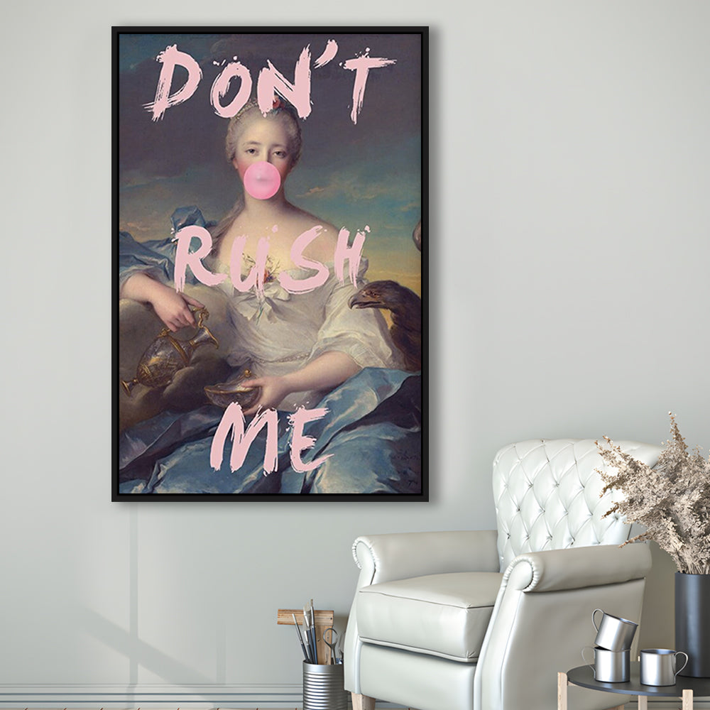 Pink Girly Print Don'T Rush Me Bubble Gum Wall Art, Framed Canvas Prints Wall Art