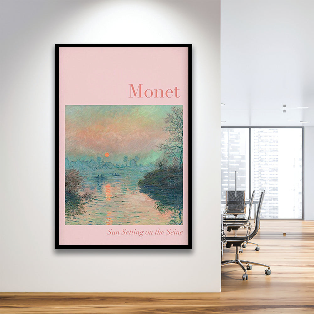 Pink Monet Sunset Print, Wall Art Print,, Gallery Wall Print, Bedroom Decor, Dorm Decor, Framed Art Prints Wall Decor