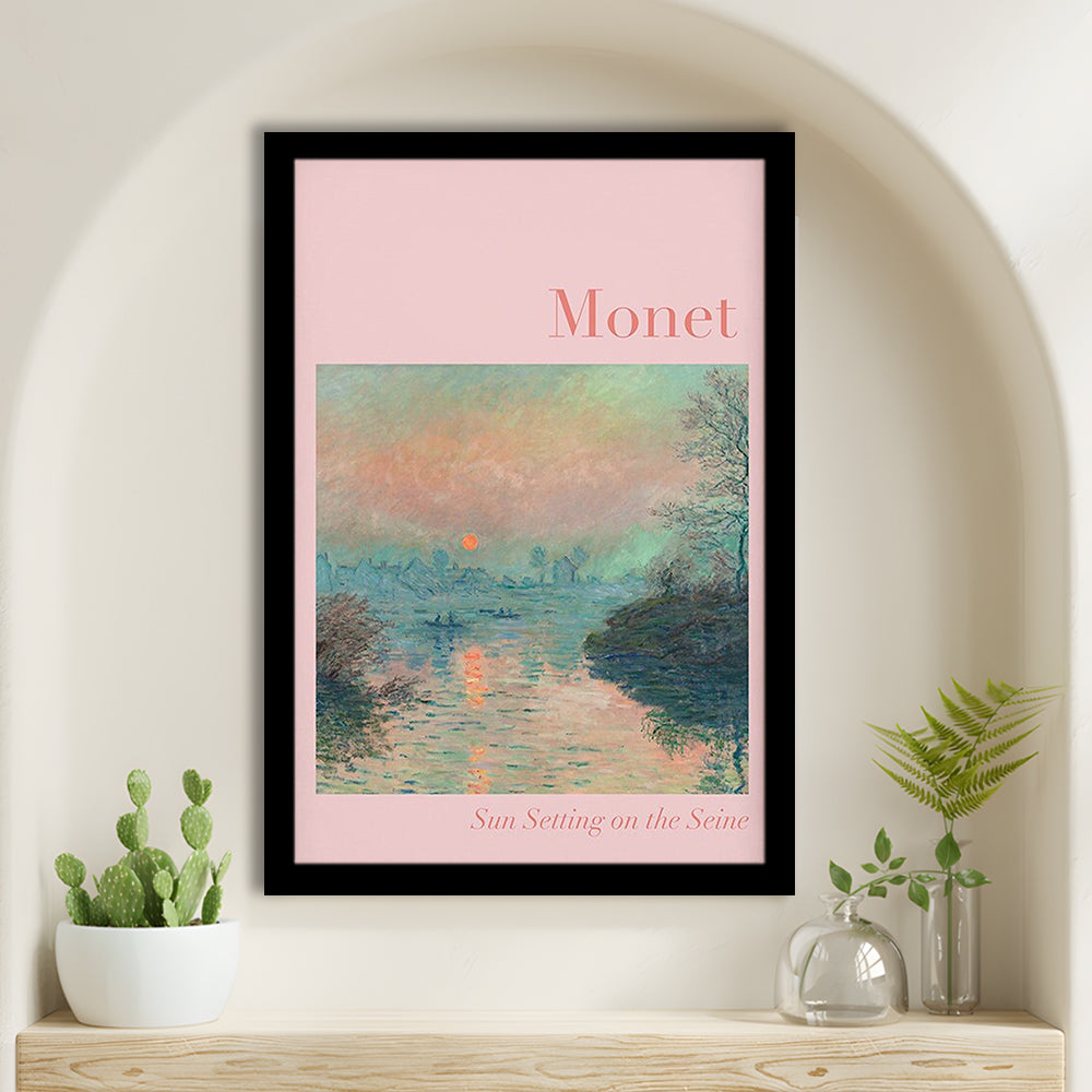 Pink Monet Sunset Print, Wall Art Print,, Gallery Wall Print, Bedroom Decor, Dorm Decor, Framed Art Prints Wall Decor