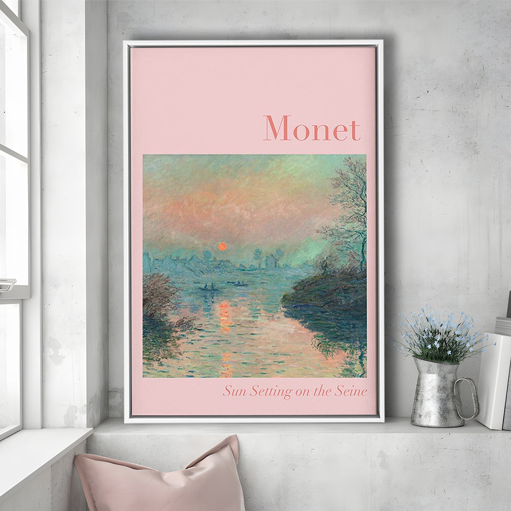 Pink Monet Sunset Print, Wall Art Print, Gallery Print, Bedroom Decor, Dorm Decor, Framed Canvas Prints Wall Art