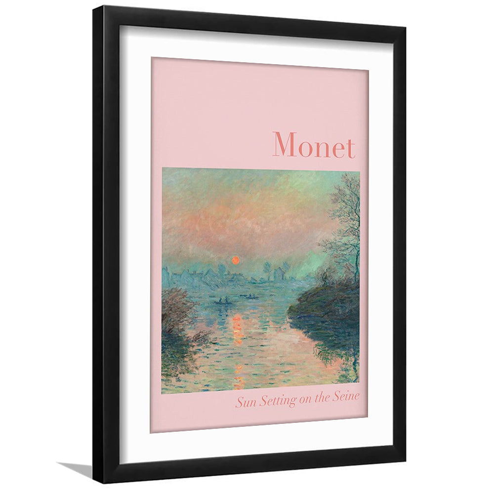 Pink Monet Sunset Print, Wall Art Print, Gallery Wall Print, Bedroom Decor, Framed Art Prints White Border Wall Decor