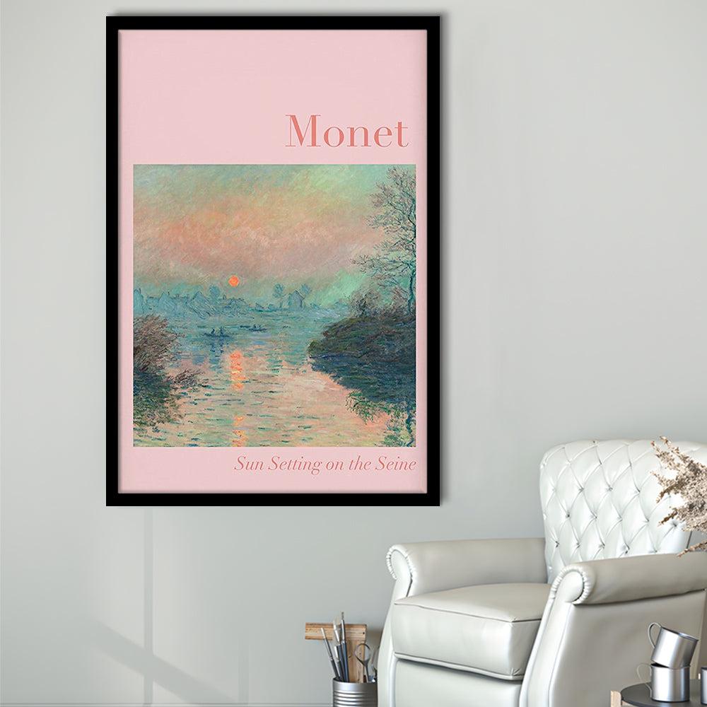 Pink Monet Sunset Print, Wall Art Print,, Gallery Wall Print, Bedroom Decor, Dorm Decor, Framed Art Prints Wall Decor