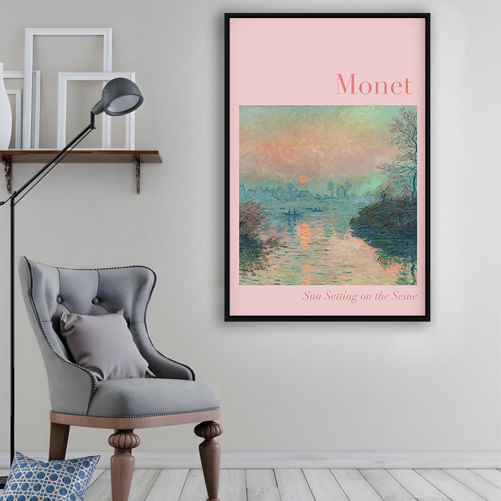 Pink Monet Sunset Print, Wall Art Print, Gallery Print, Bedroom Decor, Dorm Decor, Framed Canvas Prints Wall Art