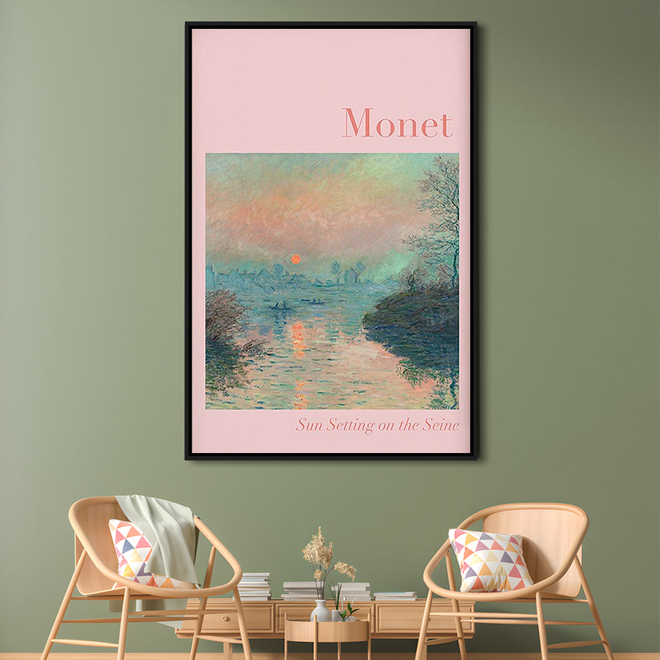 Pink Monet Sunset Print, Wall Art Print, Gallery Print, Bedroom Decor, Dorm Decor, Framed Canvas Prints Wall Art