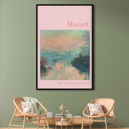 Pink Monet Sunset Print, Wall Art Print, Gallery Print, Bedroom Decor, Dorm Decor, Framed Canvas Prints Wall Art