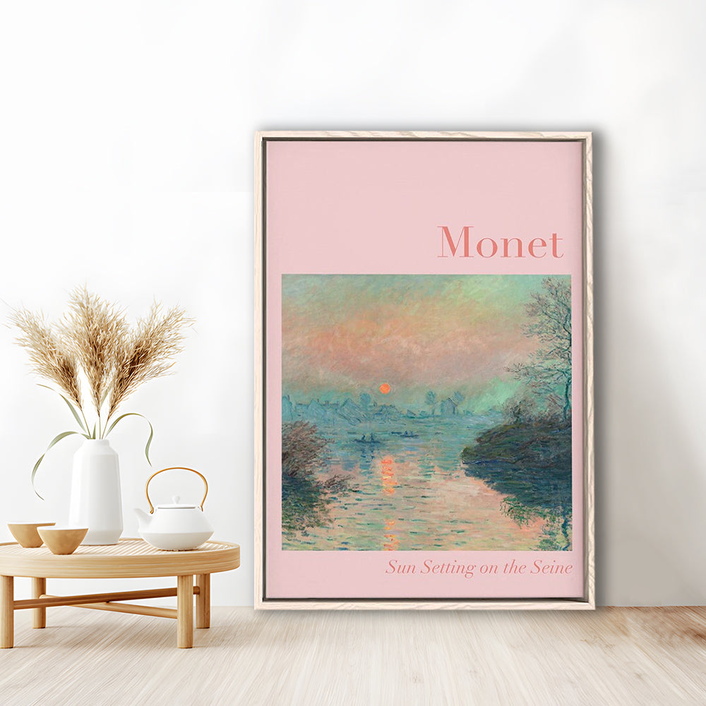 Pink Monet Sunset Print, Wall Art Print, Gallery Print, Bedroom Decor, Dorm Decor, Framed Canvas Prints Wall Art