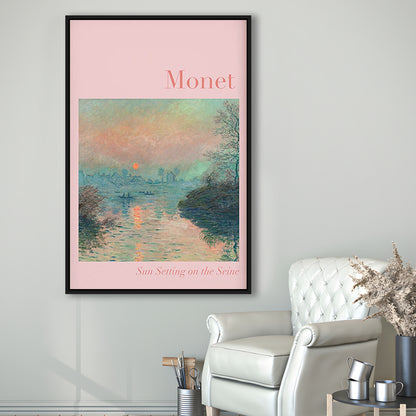 Pink Monet Sunset Print, Wall Art Print, Gallery Print, Bedroom Decor, Dorm Decor, Framed Canvas Prints Wall Art