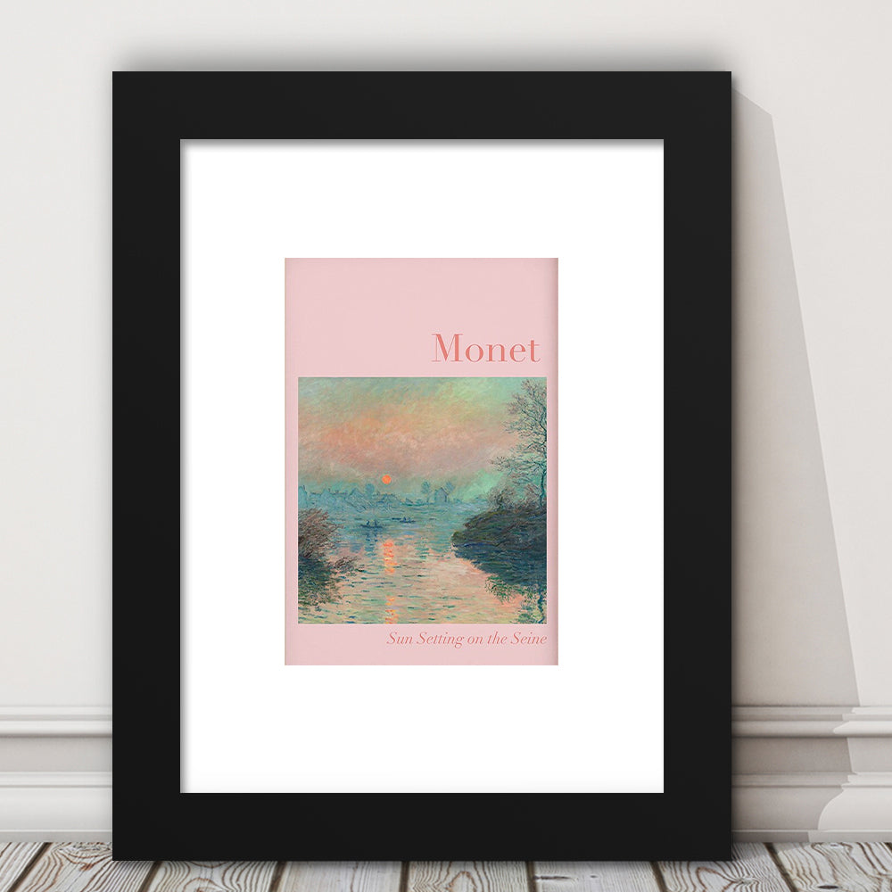Pink Monet Sunset Print, Wall Art Print, Gallery Wall Print, Bedroom Decor, Framed Art Prints White Border Wall Decor