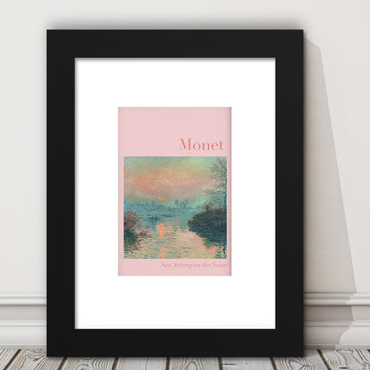 Pink Monet Sunset Print, Wall Art Print, Gallery Wall Print, Bedroom Decor, Framed Art Prints White Border Wall Decor