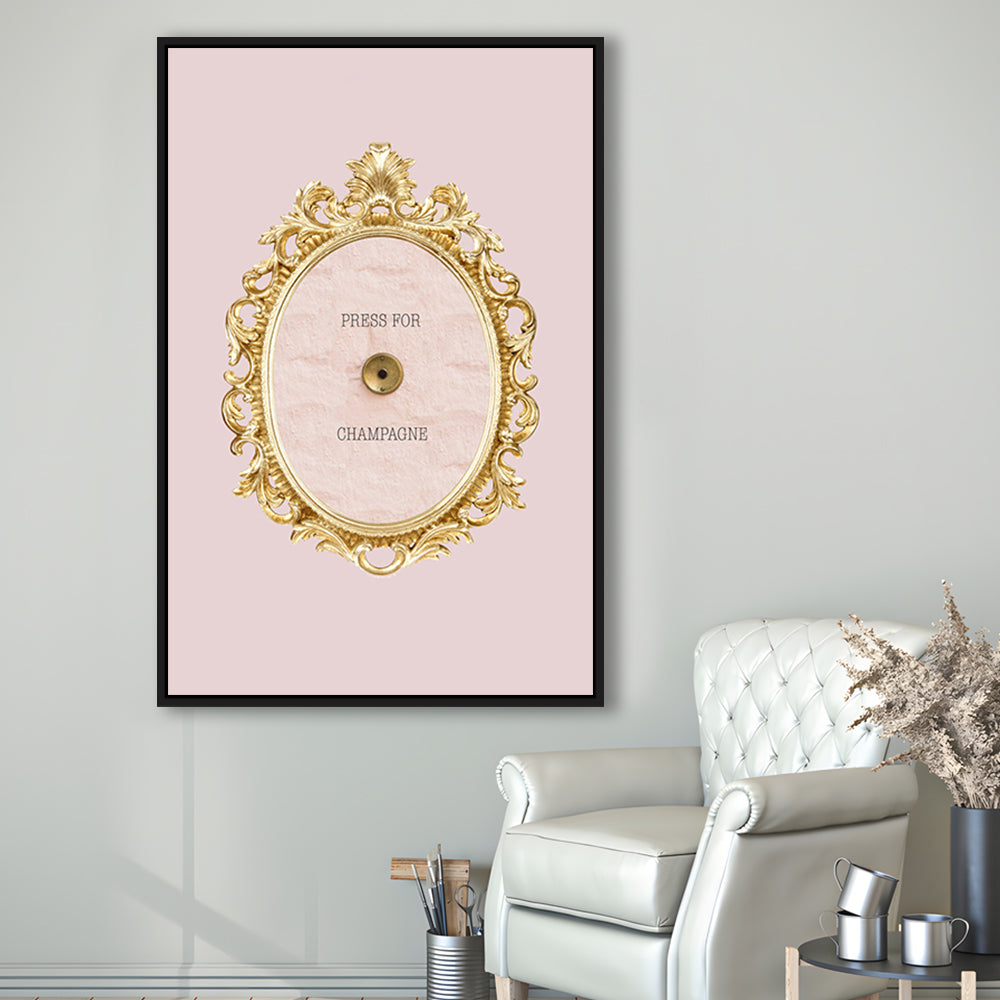 Pink Press For Champagne, Floating Framed Canvas Art Print,, Framed Canvas Prints Wall Art