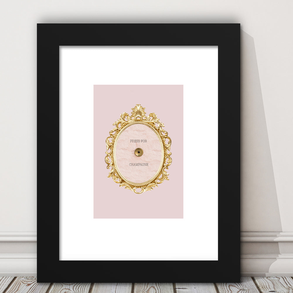 Pink Press For Champagne, Framed Picture Print, Framed Art Prints White Border Wall Decor