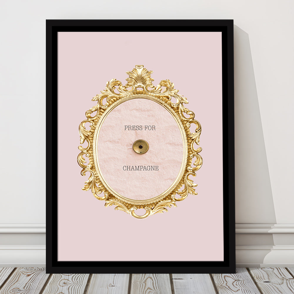 Pink Press For Champagne, Floating Framed Canvas Art Print,, Framed Canvas Prints Wall Art