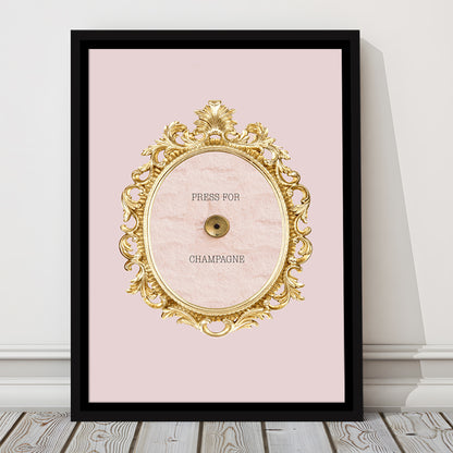 Pink Press For Champagne, Floating Framed Canvas Art Print,, Framed Canvas Prints Wall Art