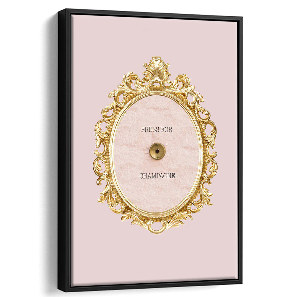 Pink Press For Champagne, Floating Framed Canvas Art Print,, Framed Canvas Prints Wall Art