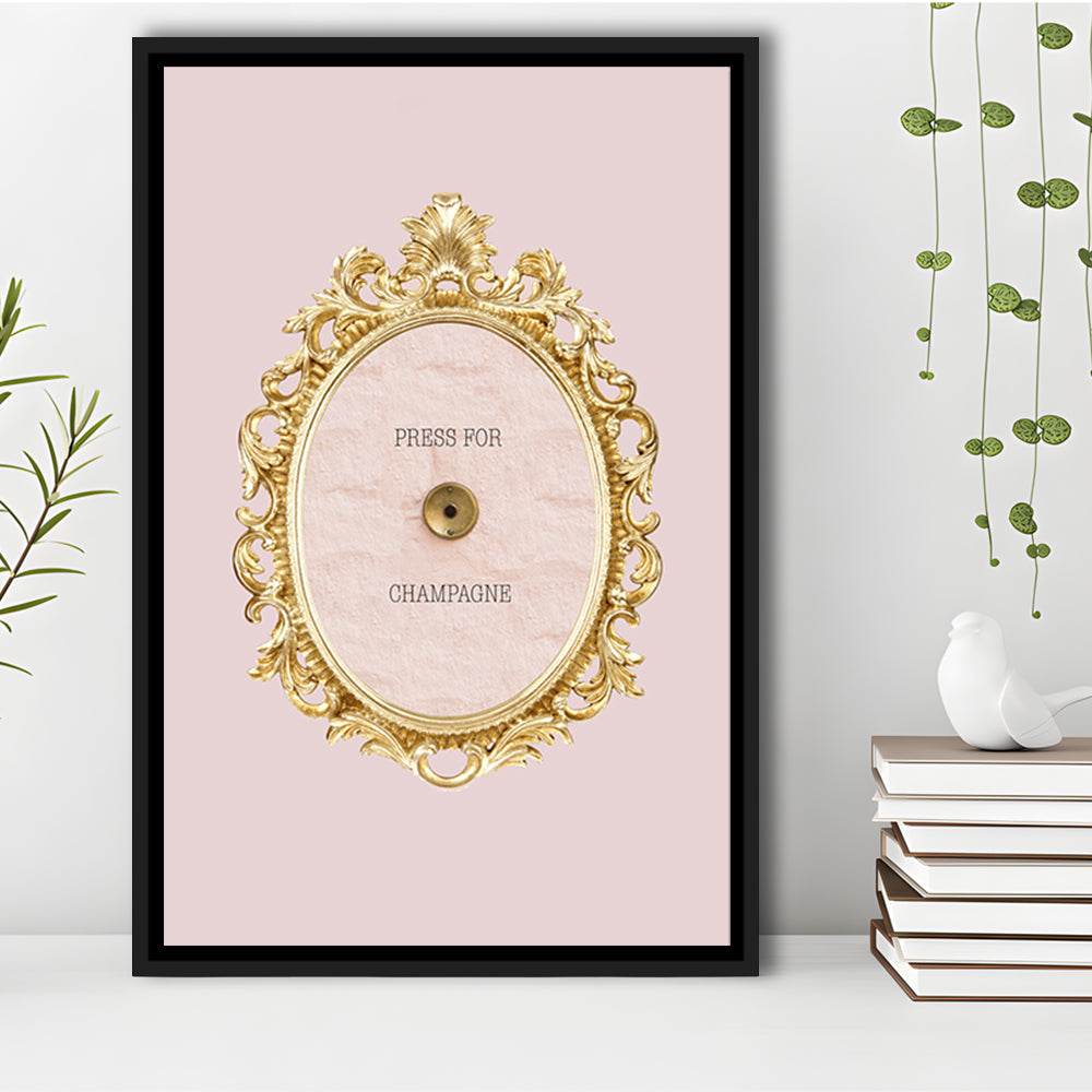 Pink Press For Champagne, Floating Framed Canvas Art Print,, Framed Canvas Prints Wall Art