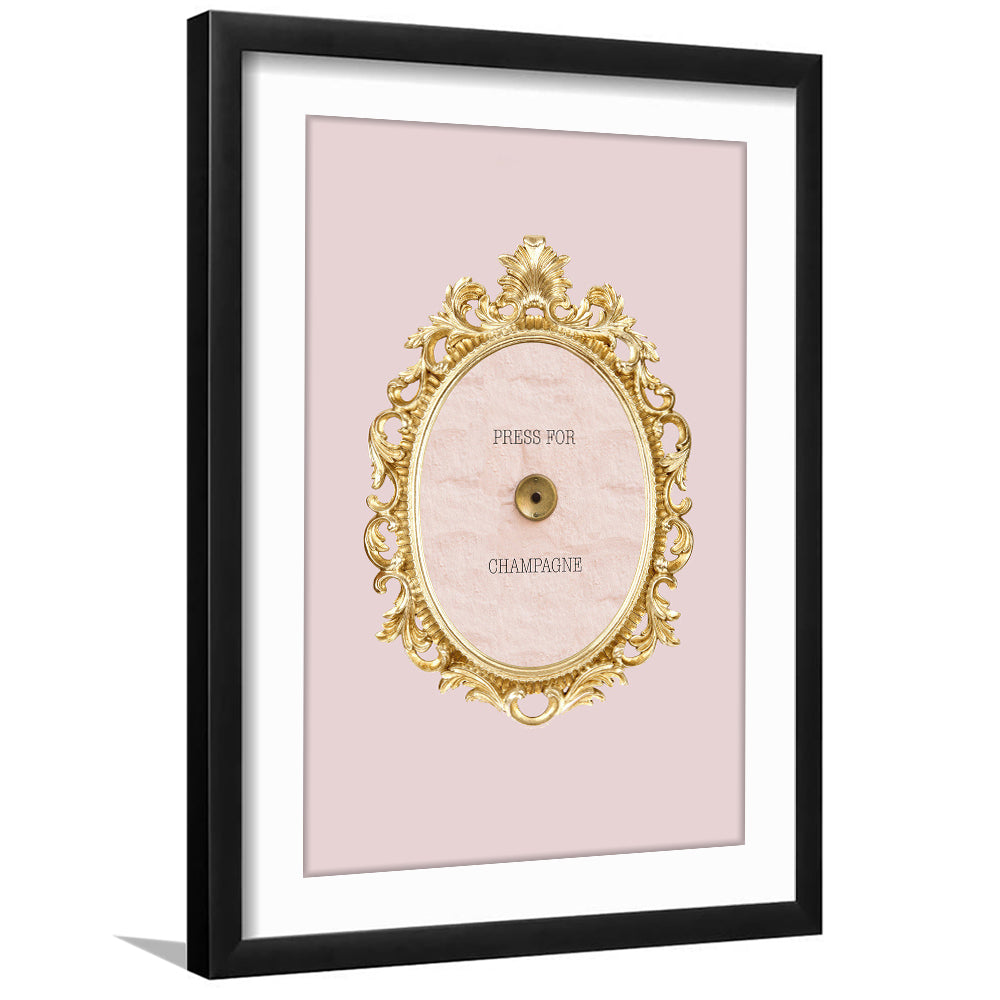 Pink Press For Champagne, Framed Picture Print, Framed Art Prints White Border Wall Decor