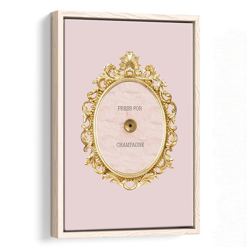 Pink Press For Champagne, Floating Framed Canvas Art Print,, Framed Canvas Prints Wall Art