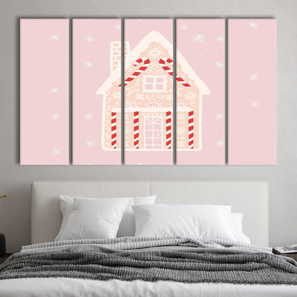 Pink Swimming Pool Print Pink And White Beach Umbrella Photography Print, Multi Panels Canvas Print Wall Art