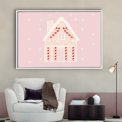 Pink Swimming Pool Print Pink And White Beach Umbrella Photography Print, Floating Framed Canvas Print Wall Art