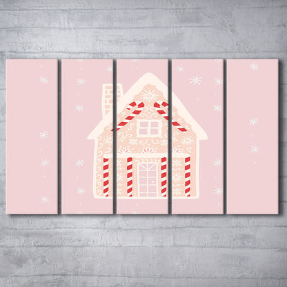 Pink Swimming Pool Print Pink And White Beach Umbrella Photography Print, Multi Panels Canvas Print Wall Art