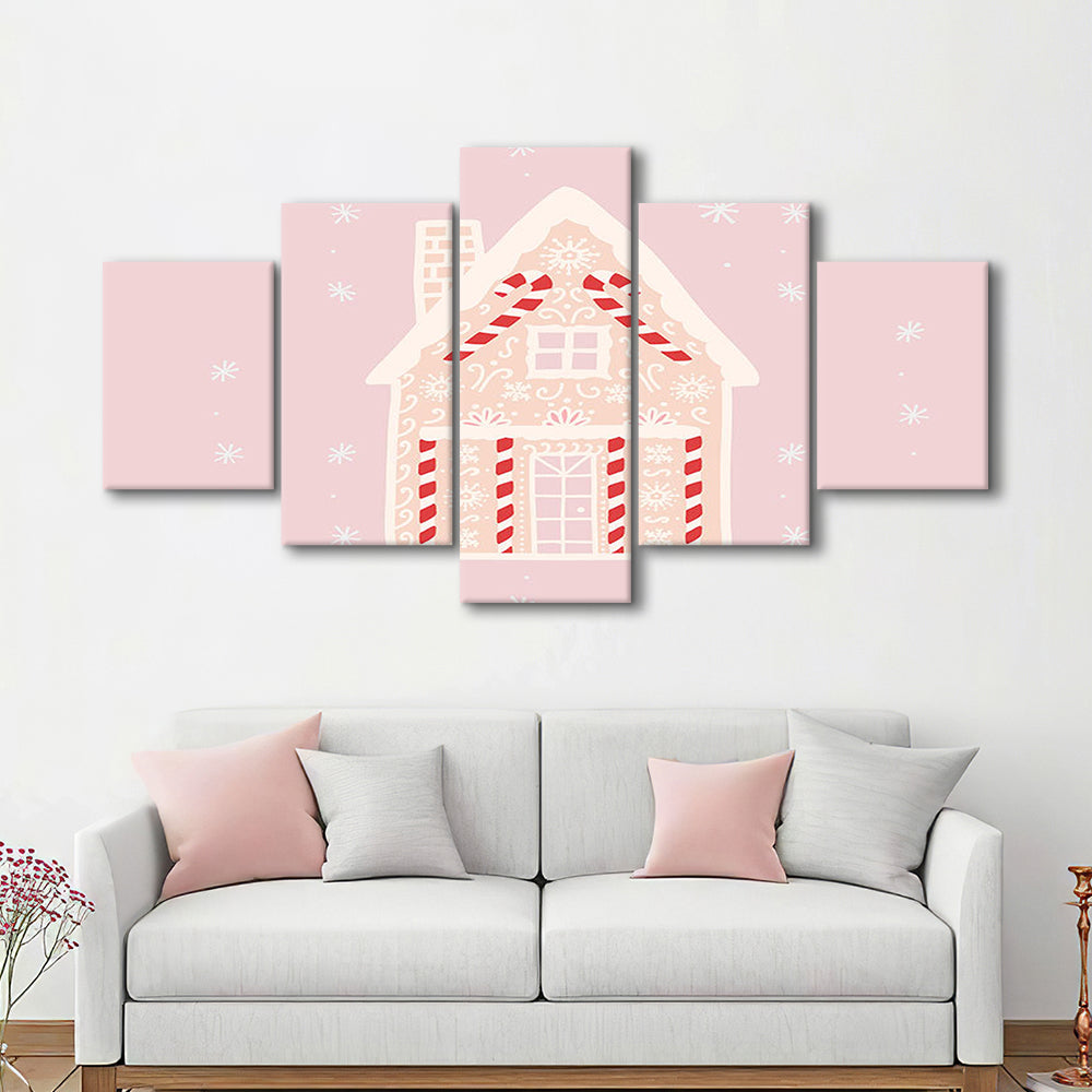 Pink Swimming Pool Print Pink And White Beach Umbrella Photography Print, Mixed Panels Canvas Print Wall Art