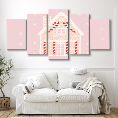 Pink Swimming Pool Print Pink And White Beach Umbrella Photography Print, Mixed Panels Canvas Print Wall Art