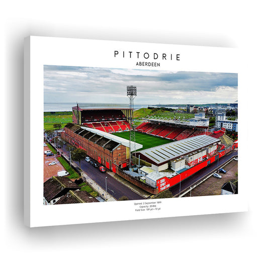 Pittodrie Stadium, Aberdeen, Football Wall Art Print, Sport Art Print, Canvas Print Wall Art, Man Cave Gift