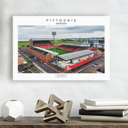 Pittodrie Stadium, Aberdeen, Football Wall Art Print, Sport Art Print, Canvas Print Wall Art, Man Cave Gift