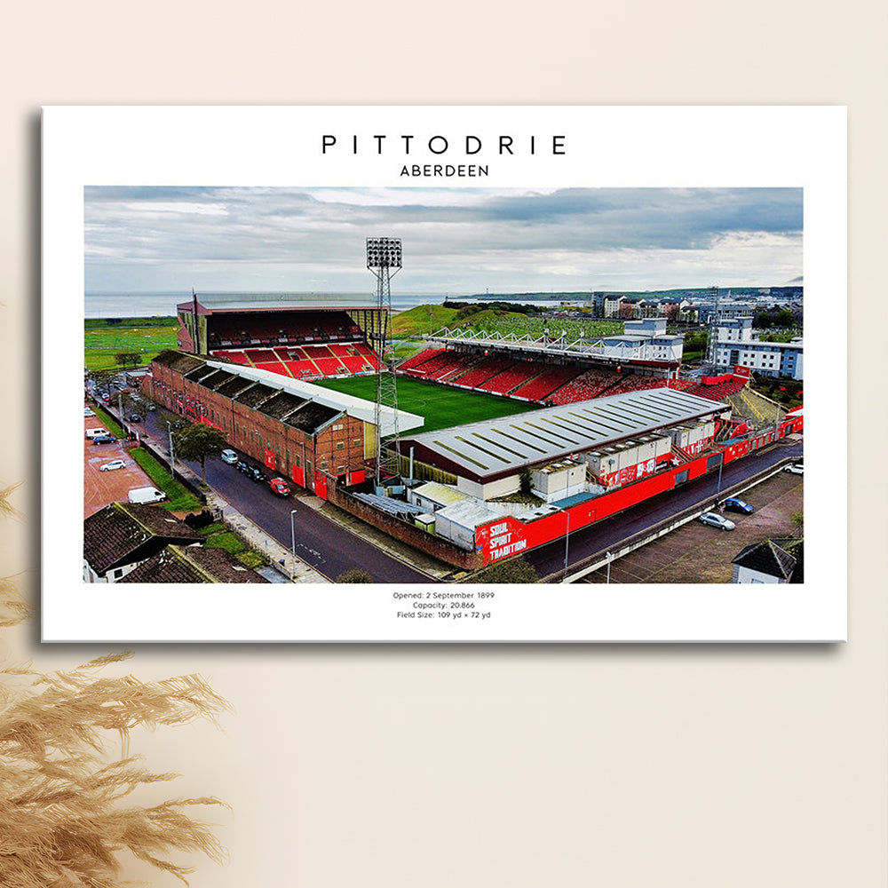 Pittodrie Stadium, Aberdeen, Football Wall Art Print, Sport Art Print, Canvas Print Wall Art, Man Cave Gift