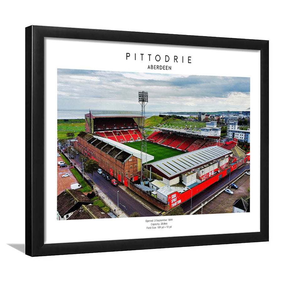 Pittodrie Stadium, Aberdeen, Football Wall Art Print, Sport Art Print, Framed Art Print Wall Decor