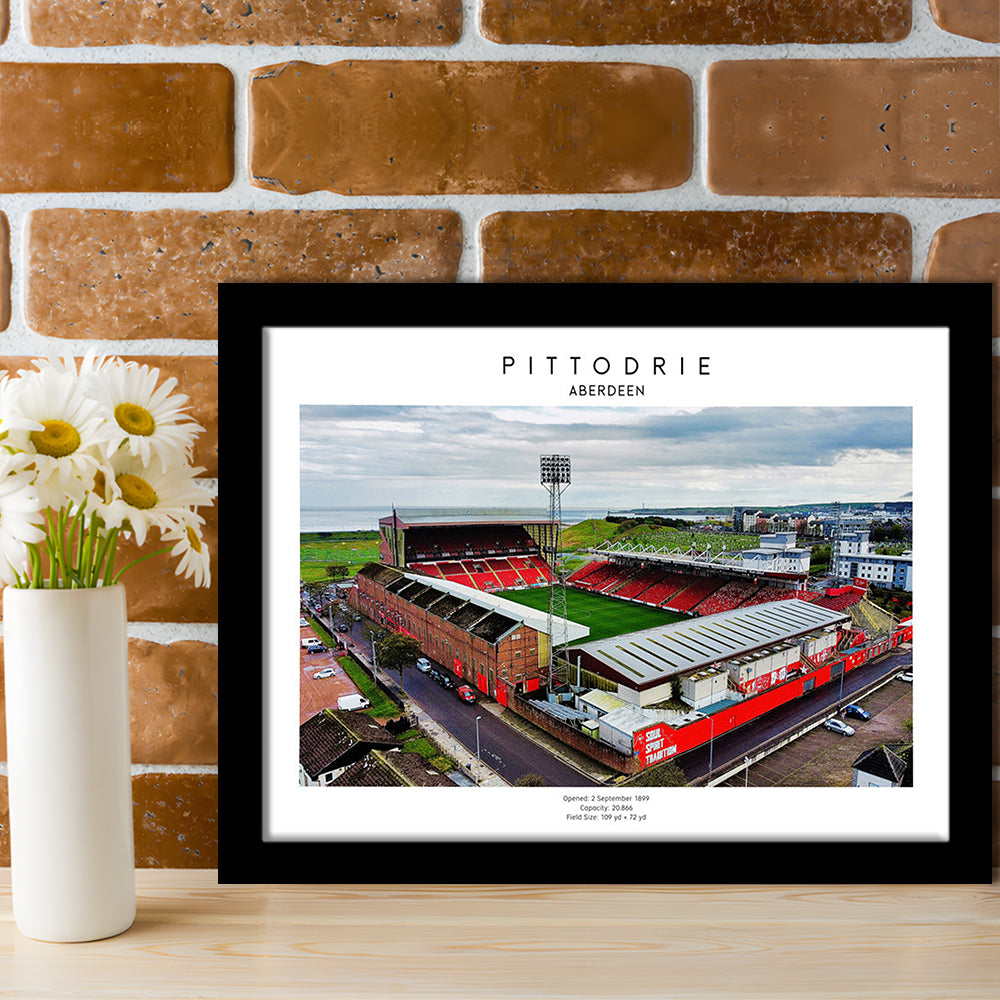 Pittodrie Stadium, Aberdeen, Football Wall Art Print, Sport Art Print, Framed Art Print Wall Decor